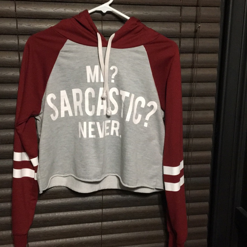 “ me sarcastic never “ cropped hoodie from rue21